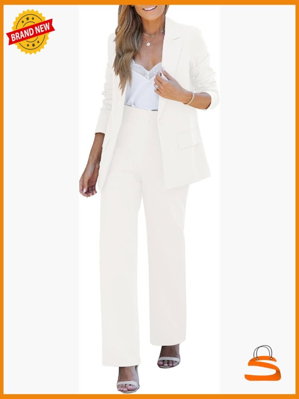 2 Piece Pantsuit Set Blazer High Waisted Pants Business Casual